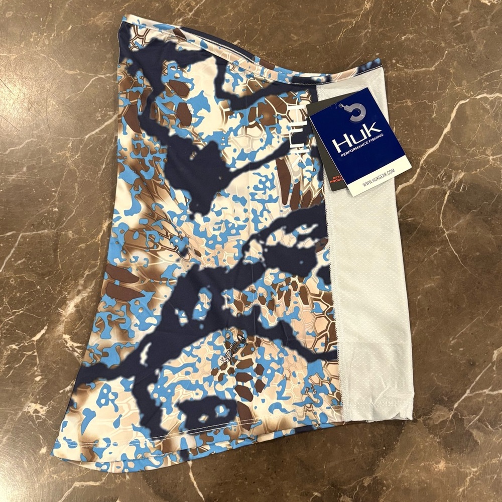 Huk Kryptek Gaiter Blue, Brown & White Camo Performance Fishing